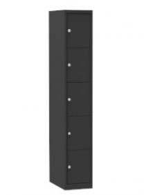 Dark Line lockerkast met 5 deuren in 1 kolom, 180 x 30 x 50 cm