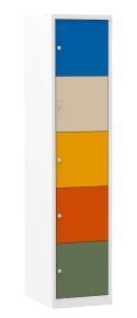 Multi-color lockerkast met 5 deuren in 1 kolom, 180 x 40 x 50 cm