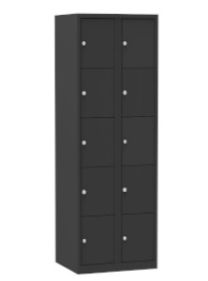 Dark Line lockerkast met 10 deuren in 2 kolommen, 180 x 60 x 50 cm