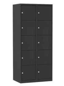 Dark Line lockerkast met 10 deuren in 2 kolommen, 180 x 80 x 50 cm