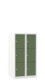 Multi-color lockerkast met 6 deuren in 2 kolommen, 112 x 60 x 50 cm