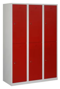 Garderobekast met 6 deuren in 3 kolommen, 180 x 120 x 50 cm