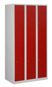Garderobekast met 6 deuren in 3 kolommen, 180 x 90 x 50 cm