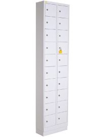 Minilocker met 20 deuren wit, 180 x 46 x 20 cm