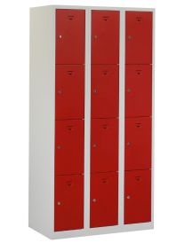 Lockerkast met 12 deuren in 3 kolommen, 180 x 90 x 50 cm