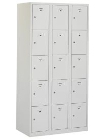 Lockerkast met 15 deuren in 3 kolommen, 180 x 90 x 50 cm
