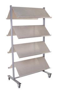 Verrijdbaar folderrek met 8 schappen, 162 x 84 x 54 cm