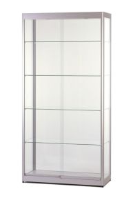 Vitrinekast 200 x 100 x 40 cm, met schuifdeur, geanodiseerd aluminium